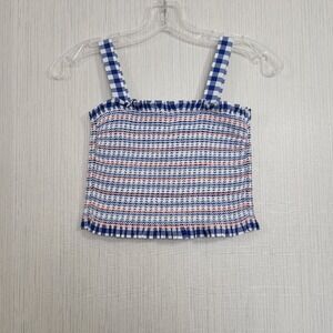 Crewcuts Gingham Smocked Tank Top with‎ Ruffles girl's size 10